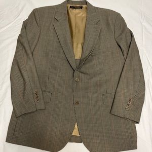 Brooks Brothers Blazer Men Size 44 Reg Brown Houndstooth Sports Coat Wool Jacket